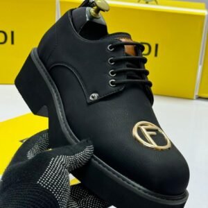 Fendi Gold FF Logo Derby Shoe