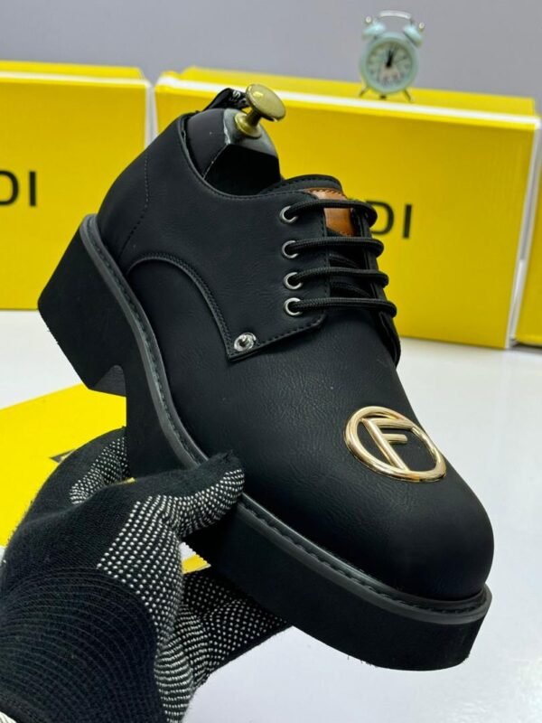 Fendi Gold FF Logo Derby Shoe