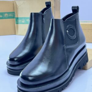 Chunky Black Leather Chelsea Boots
