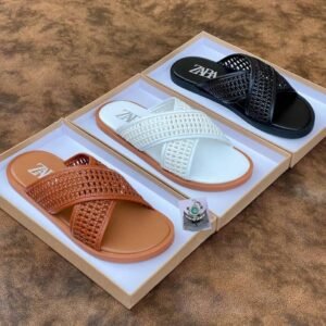 ZARA Woven Criss-Cross Strappy Flat Sandals