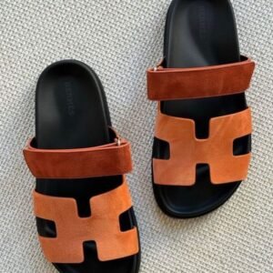 Hermès Chypre Suede Sandals Orange | Adjustable Strap Anatomical Rubber Sole