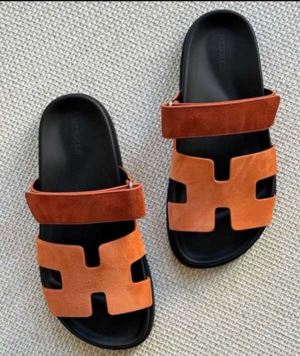 Hermès Chypre Suede Sandals Orange | Adjustable Strap Anatomical Rubber Sole