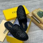 Fendi Roma Men's Black Velvet Half Shoe Mules