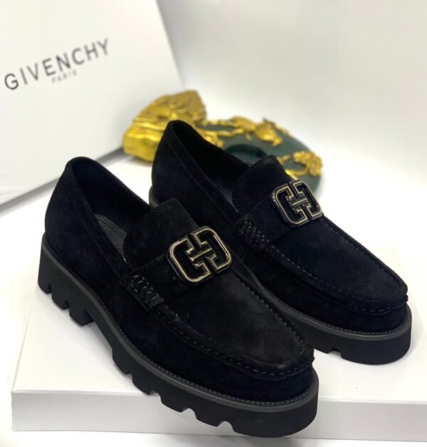 Givenchy Black Suede Chunky Loafers with Metal Logo
