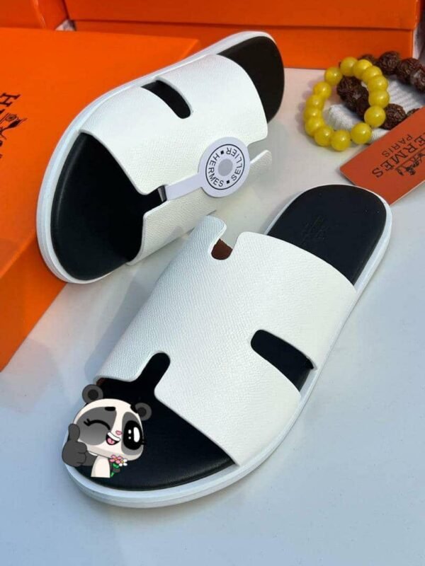 Hermès Pam White Leather Sandals – “H” Cut Minimalist Men’s Slippers