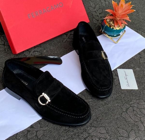 Salvatore Ferragamo Black Suede Loafers with Gancini Ornament – Luxury Men’s Shoes Salvatore Ferragamo Black Suede Loafers with Gancini Ornament – Luxury Men’s Shoes