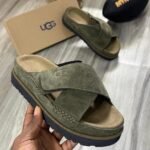 UGG Goldenstar Cross Slide Sandal – Suede Platform Comfort Slides