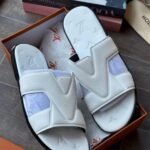 Louis Vuitton White V-Strap Monogram Embossed Sandals