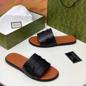 Men's Luxury Two-Tone Leather Slide Sandals