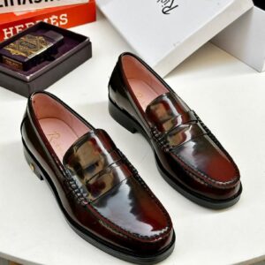Barker Shoes Caruso Oxblood Patent Leather Penny Loafers