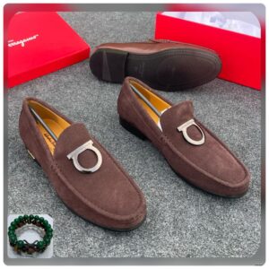 Salvatore Ferragamo Brown Suede Loafers