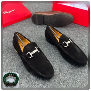Salvatore Ferragamo Suede Loafers with Gancini Horsebit Buckle